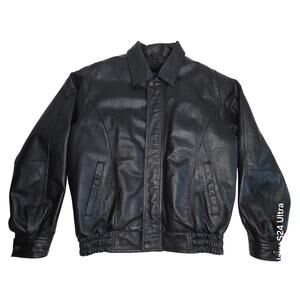 Vintage Leather USA Black Bomber Jacket Removable Insulated Lining Men's M